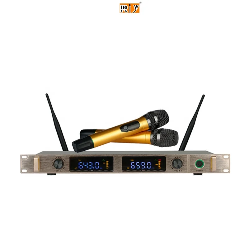 

RIY-0212 Good Price Wireless Microphone System Handheld Mic Karaoke Wireless Microphone for Speech