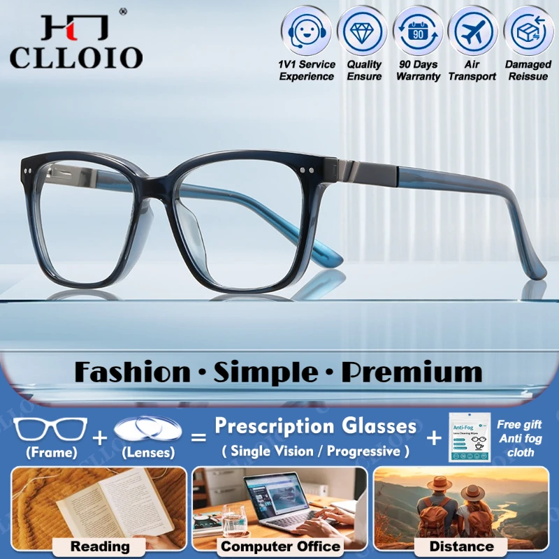 

CLLOIO New Fashion Square Progressive Prescription Reading Glasses Anti Blue Light Photochromic Anti-UV Men Polarized Sunglasses