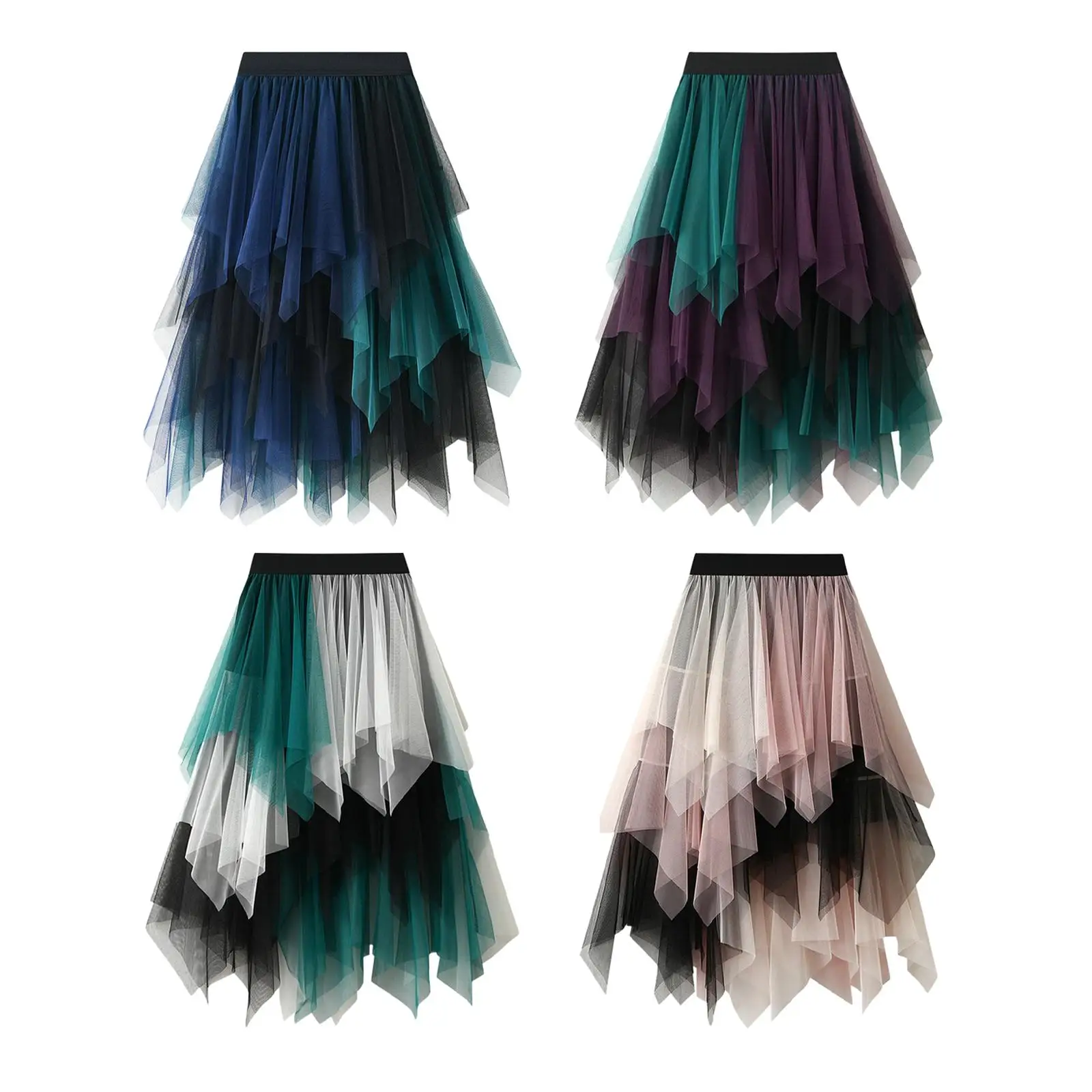 Tulle Skirts for Women Dress Asymmetrical MIDI Long A Line Summer Half Skirt