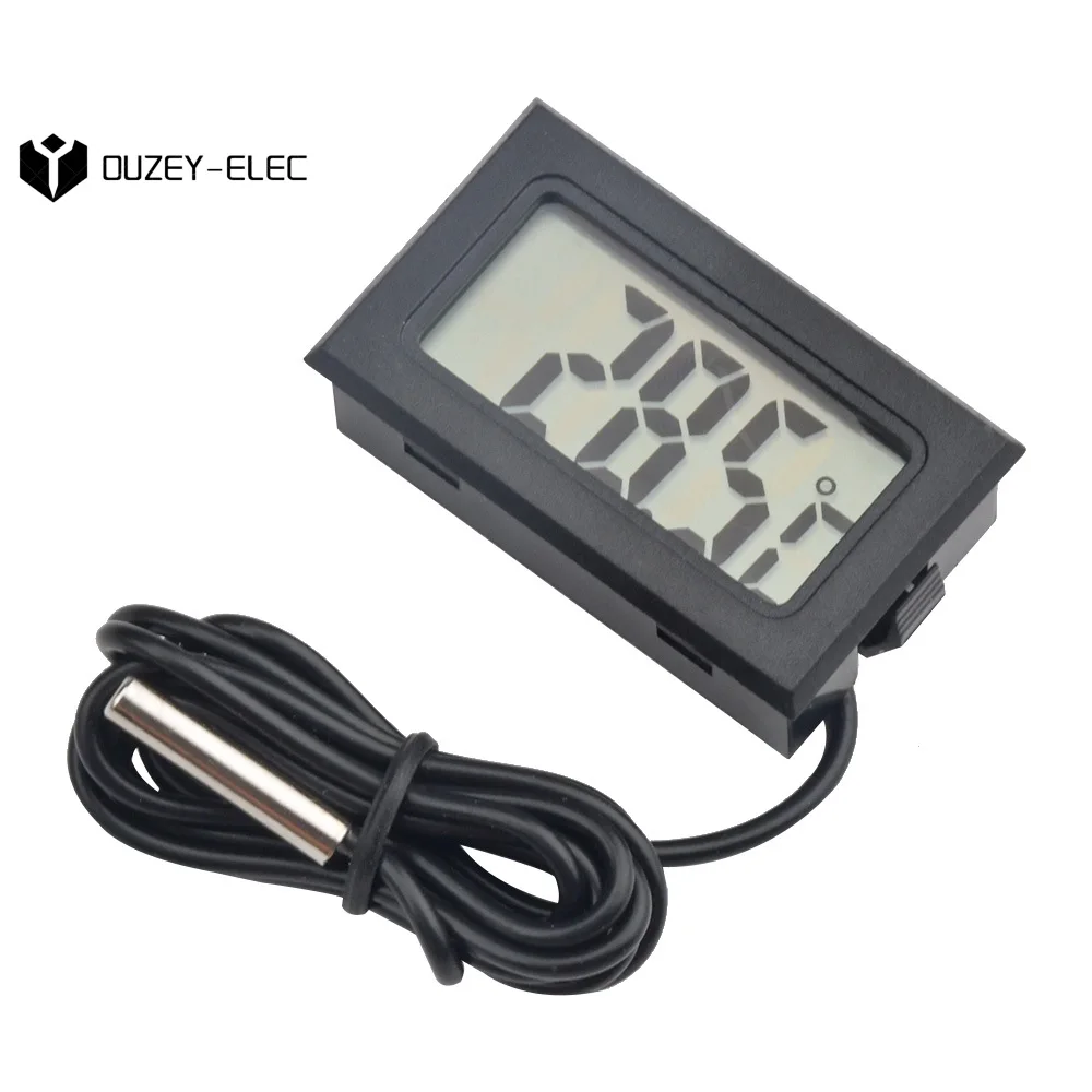 The Embedded Electronic Digital Display Thermometer LCD Display Electronic Temperature Hygrometer for Vehicle Fish Tank Aquarium