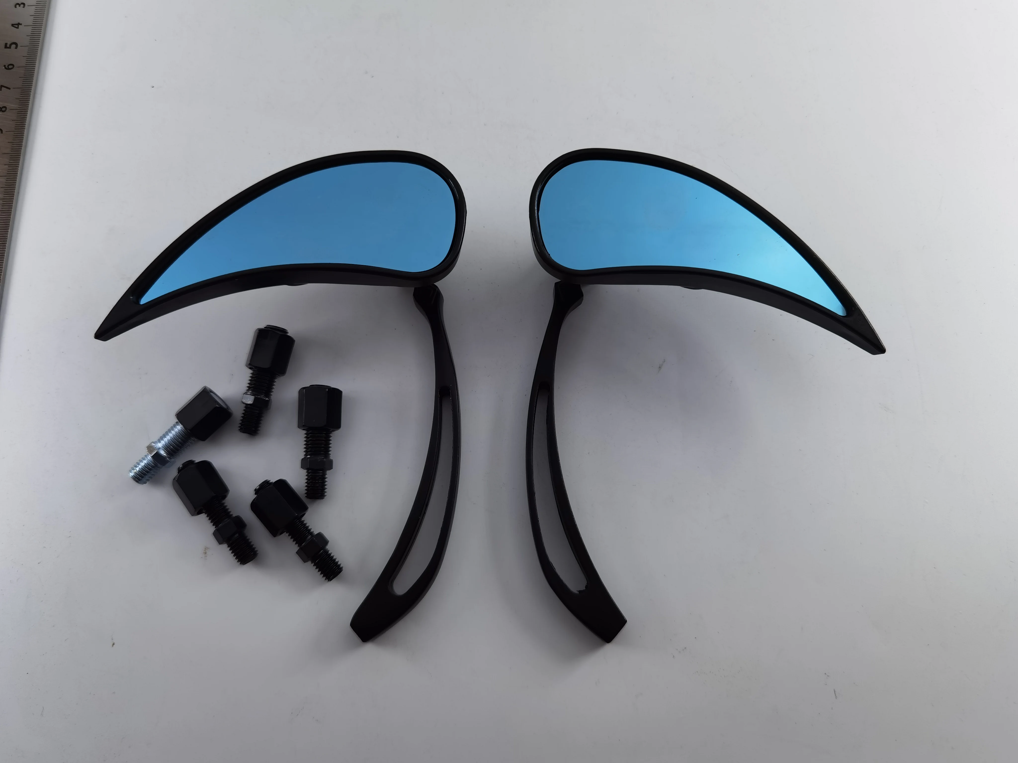 Pair 8 /10 mm For Harley Motorcycle Cruiser Chopper Dyna Electra Glide Chrome Custom Rearview Rear view Mirrors Blue