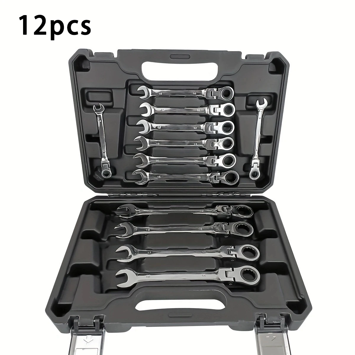 

12-piece ratchet wrench set, double-ended ratchet wrench, consisting of chrome-vanadium steel manual socket wrenches