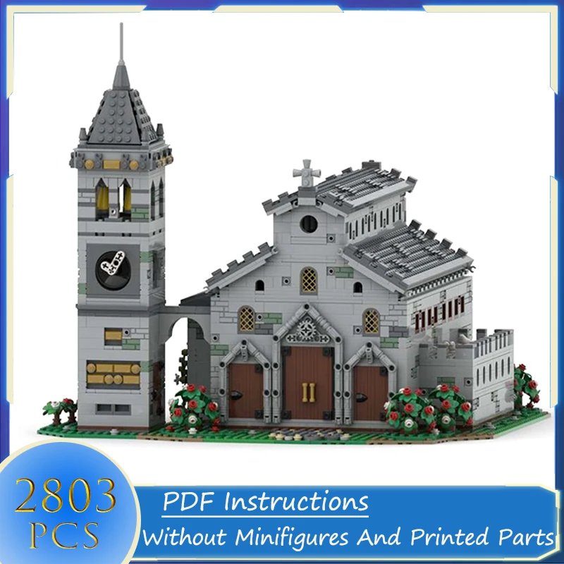 

Building Block Medieval Cathedral Bell Tower Kingdoms Castle Model Church Modular Architecture Set Brick Toy Gift