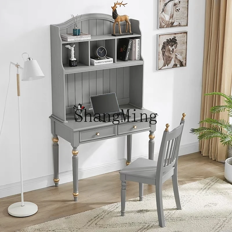 CL  all-solid wood desk bookshelf combination modern simple light luxury computer table bookcase