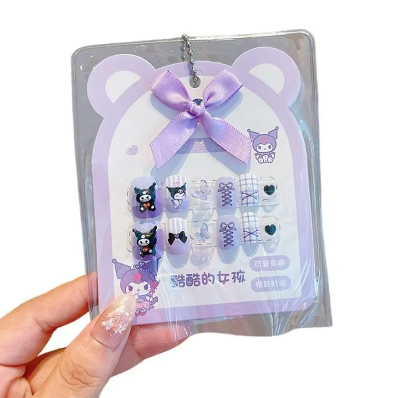Kuromi Hello Kitty Anime Kawaii Sanrio Ins Fashion Nail Stickers Cute PomPomPurin Children Fingers Decoration Gifts for Girls