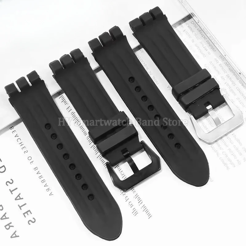 23x26 مللي متر حزام ساعة سيليكون لسلسلة سواتش مطاط مقاوم للماء المعصم الفرقة الرجال النساء الرياضة سوار حزام ساعة اليد الملحقات