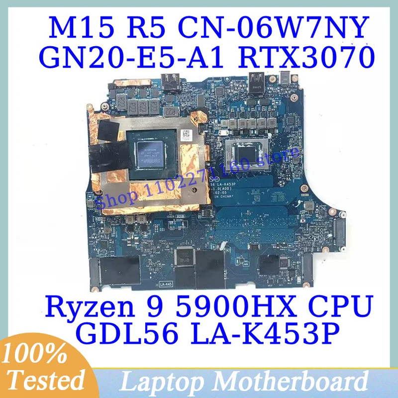 

CN-06W7NY 06W7NY 6W7NY For DELL M15 R5 With Ryzen 9 5900HX CPU LA-K453P Laptop Motherboard GN20-E5-A1 RTX3070 100% Tested Good