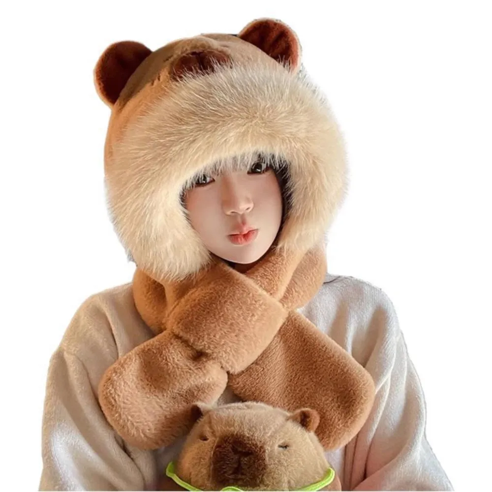 

Fashion Trapper Hat Aviator Ushanka Extreme Cold Weather Scarf Set Winter Windproof Warm Plush Headwear Cap Cover Outdoor 2M99