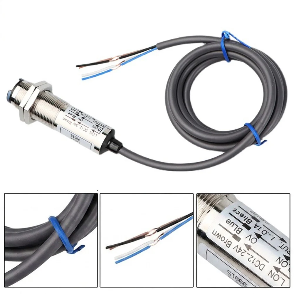 Diffuse Infrared Sensor 40N 40P 4 Wire Photoelectric Switch 10-30VDC 10cm to 40cm Detection Range 2m Cable Threaded Body