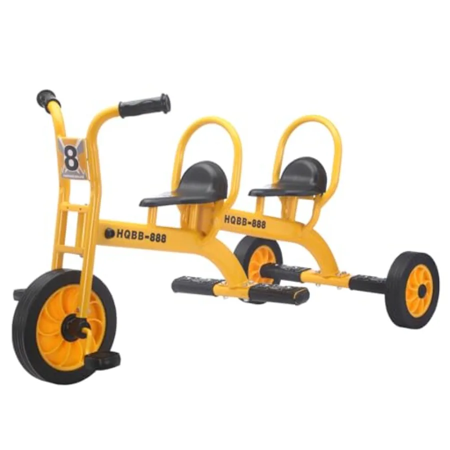 

Двухместный трехколесный велосипед для детей 3-8 лет, для дошкольников и детских садов, уличный тандемный велосипед с бескамерными резиновыми шинами, двухместный и нескользящий