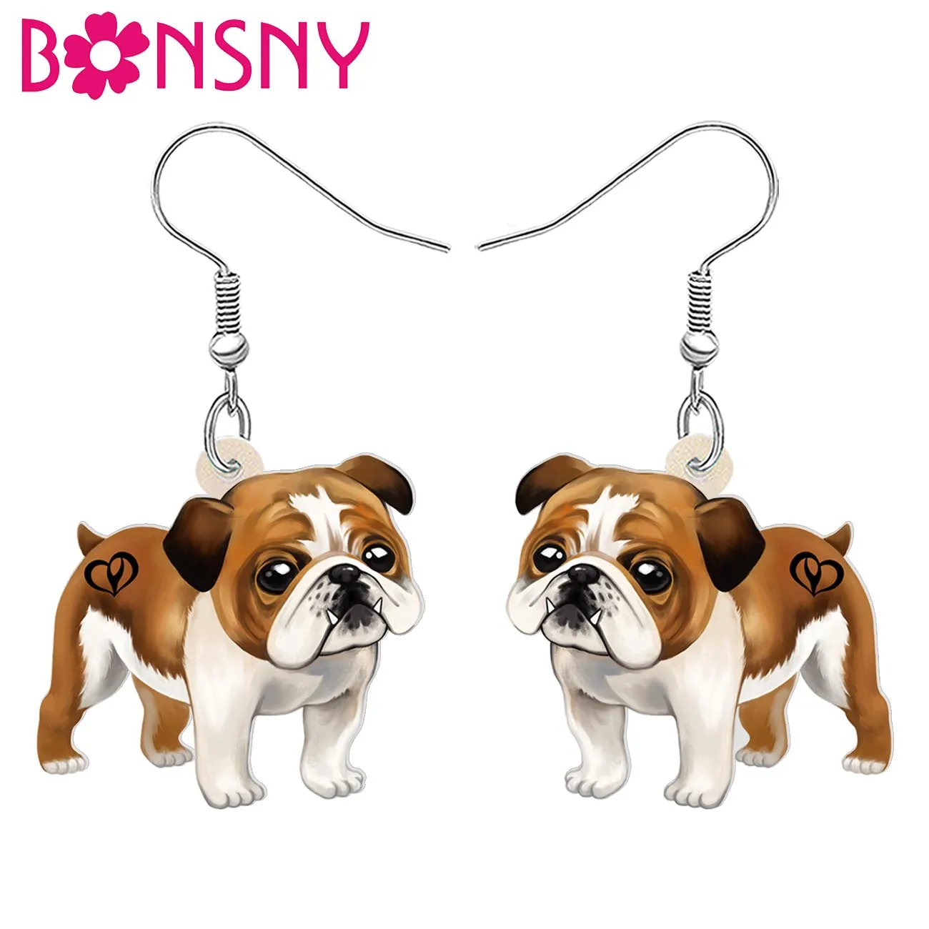 BONANY Acrylic Cute Big Eyes Bulldog Earrings Drop Dangle for Women Girls Kids Teens Birthday Charms Pets Jewelry Gifts