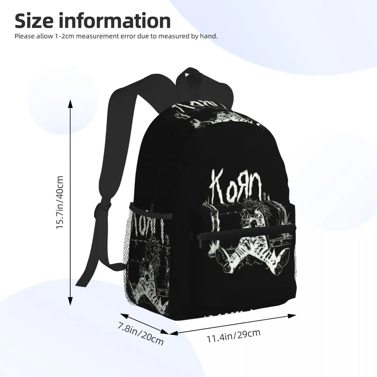 Korn Rock Music Student Backpack School Bag Hiking Travel Daypack for Boys Girls Bookbag Shoulder Bags