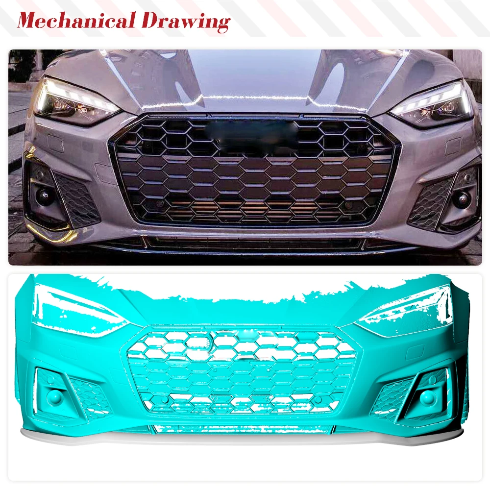 Carbon Fiber Front Bumper Lip Splitters for Audi A5 Quattro A5 Sportback S-LINE S5 B9.5 Sportback 2021 2022 Front Bumper Lip