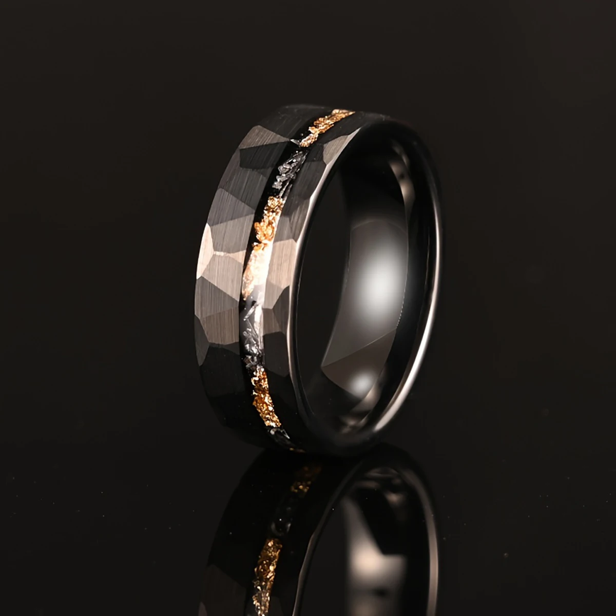 Black Tungsten Carbide Vintage Ring, 8mm Men and Women Couple Wedding Date Ring, Comfortable Daily Wear, Anniversary Gift