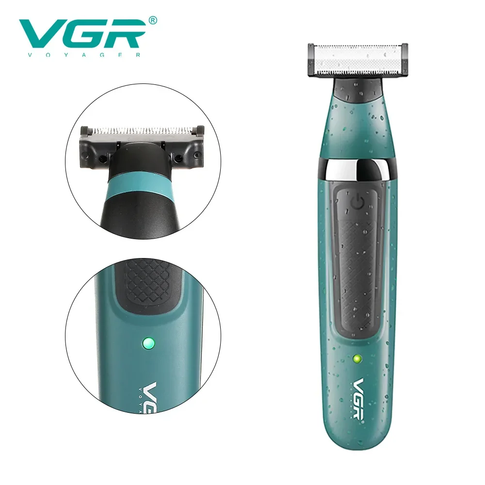 VGR393 alat cukur pemangkas rambut untuk pria tubuh Groomer pisau cukur listrik yang dapat diganti untuk selangkangan & bola IPX5 Epilator tahan air