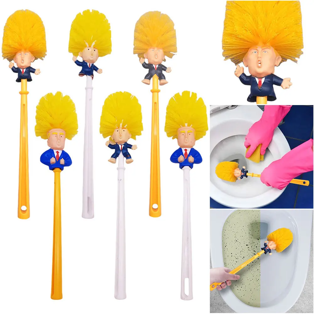 Donald Trump Toilet Brush Cleaner Long Handle Funny Toilet Scubber Toilet Bowl Brush Cleaner for Home Hotel Bathroom Cleaning