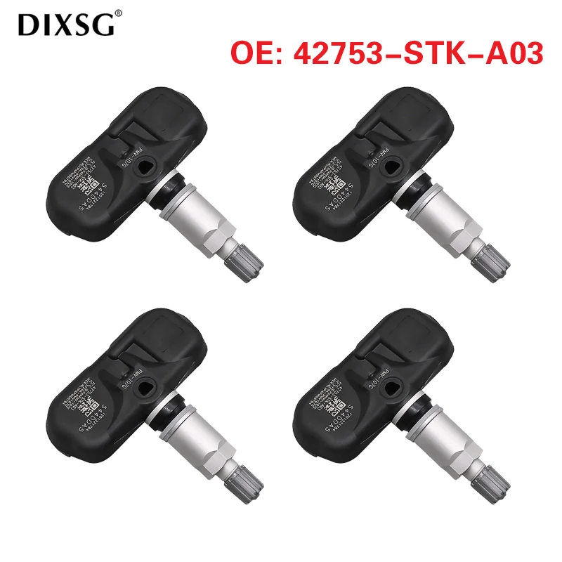 Sensor de presión de neumáticos TPMS 42753STKA03, 4 piezas, para Honda Pilot Acura, MDX, RDX, RLX, TSX, 315MHz, 42753-STK-A03, PMV-107G