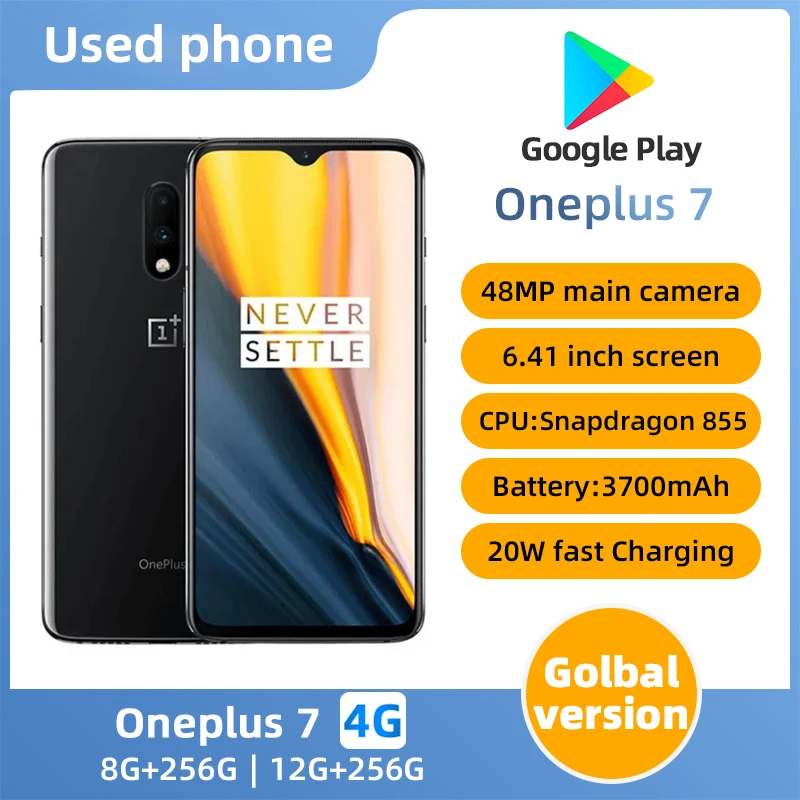 Смартфон Oneplus 7 4G, процессор Qualcomm Snapdragon 855, аккумулятор 3700 мАч, камера 48 МП, оригинальный бывший в употреблении телефон Смартфон Oneplus 7 4G, процессор Qualcomm Snapdragon 855, аккумулятор 3700 мАч, камера 48 МП, оригинальный бывший в употреблении телефон