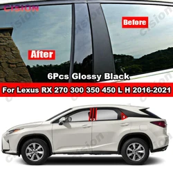Glossy Black Car Door Center B C Window Column Pillar Post Cover Mirror Effect Trim For Lexus RX 200t 300 350 400 450h 2016-2021