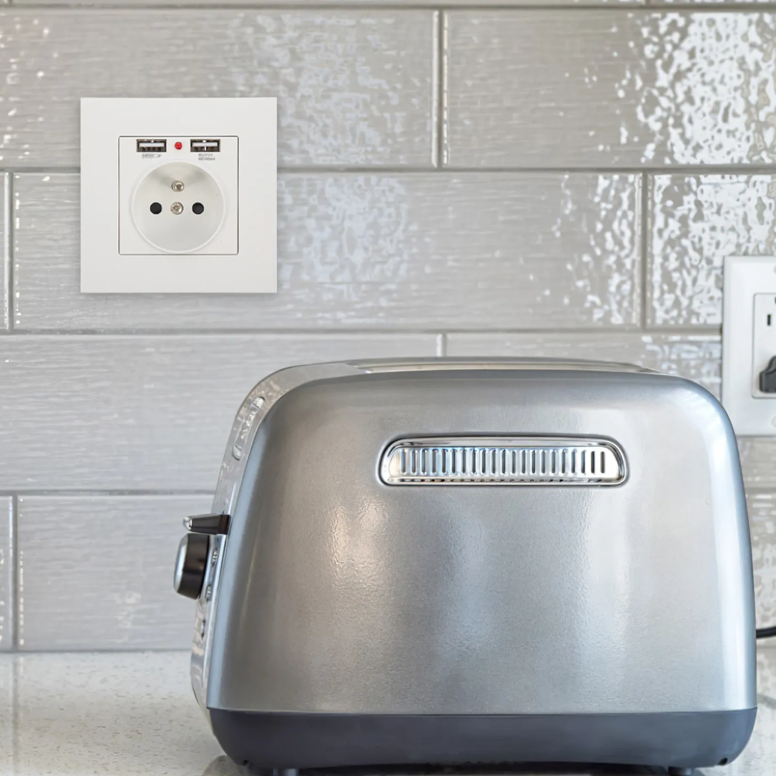 86 Type Double USB Wall Socket European Standard Panel Socket with Dual USB Ports and 2 Prong Outlet for Home Hotel Restaurant