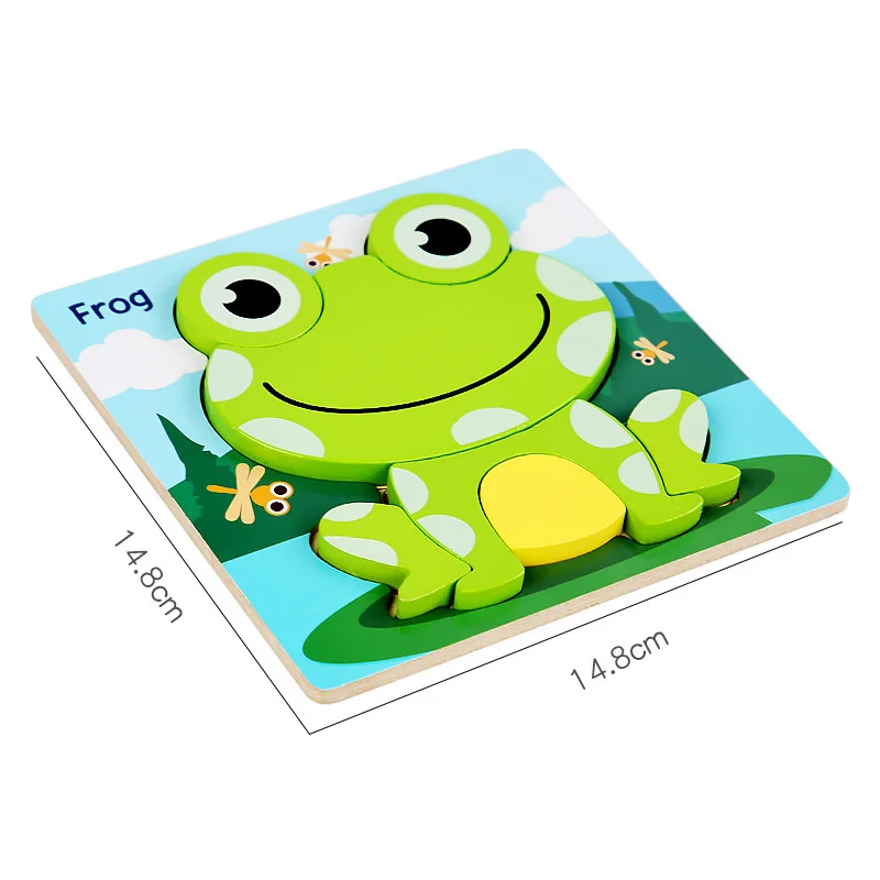 Puzzle 3D en bois pour bébé, jouets en bois épais, dessin animé, Animal, véhicule d\'intelligence, jouets éducatifs pour enfants, cadeaux