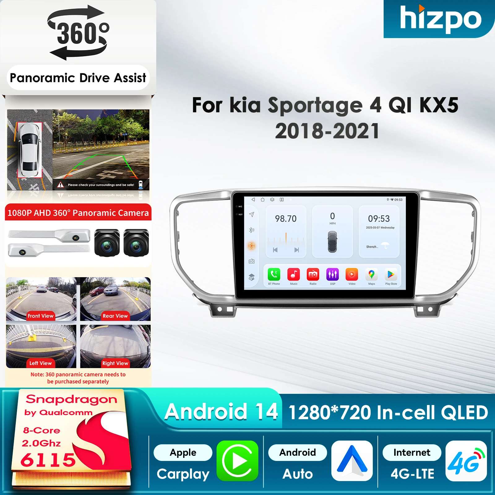 

Интеллектуальный автомобильный мультимедийный плеер на Android с ИИ для KIA Sportage 4 2016-2021 QI KX5 GPS Carplay 4G-LTE Авторадио Стерео BT