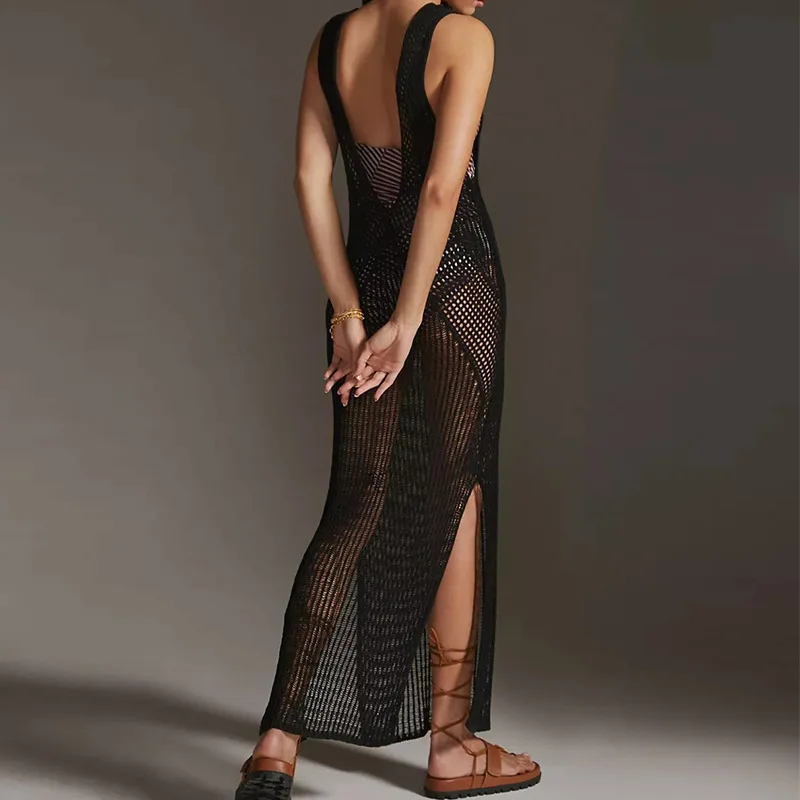 صيف جديد المرأة مفتوحة الظهر مثير إغلاق المناسب تنورة الشاطئ جوفاء محبوك بيكيني التستر