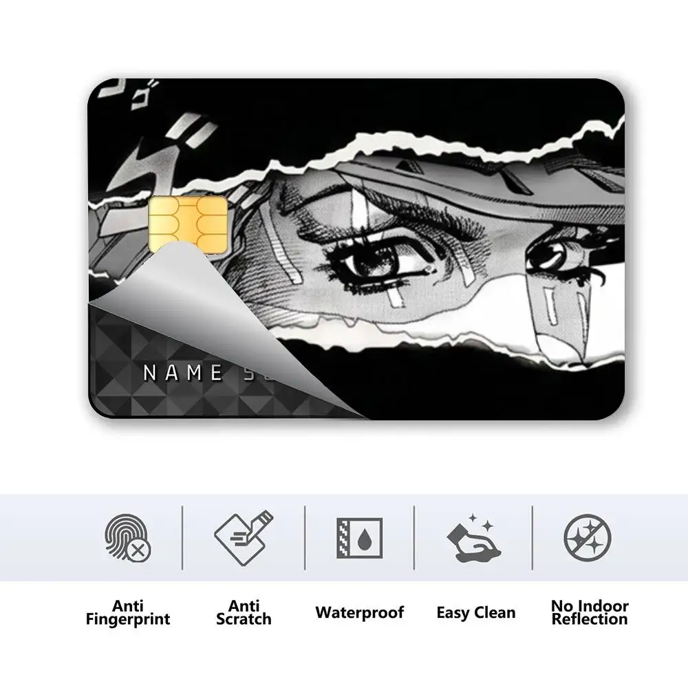 Anime TV J-Jojo 4pcs PVC Credit Card Protector Stickers Removable Self-Adhesive Bank Cover Decorative Decals