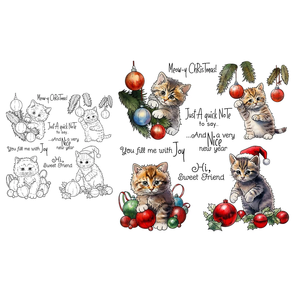 Mangocraft Christmas Bells And Cat Clear Stamps Winter Christmas DIY Scrapbooking Supplies Silicone Stamp For Cards Albums Decor