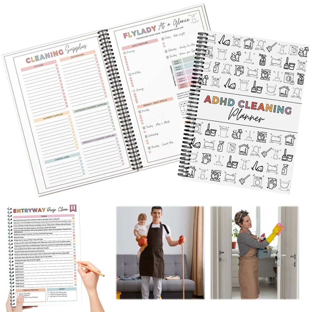 Home Cleaning Schedule Notebook Wear Resist Annual Cleaning Checklist Multifunction Yearly Cleaning Planner for Home Decor