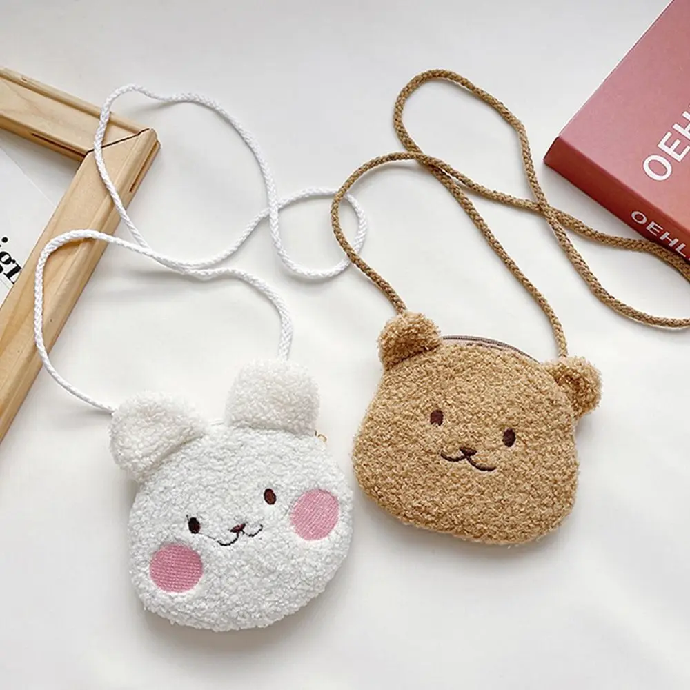 Cartoon Bear Girls Plush Shoulder Bag Autumn Winter Cute Kids Messenger Bag Children Kawaii Crossbody Bag Boys Girls Outdoor Bag