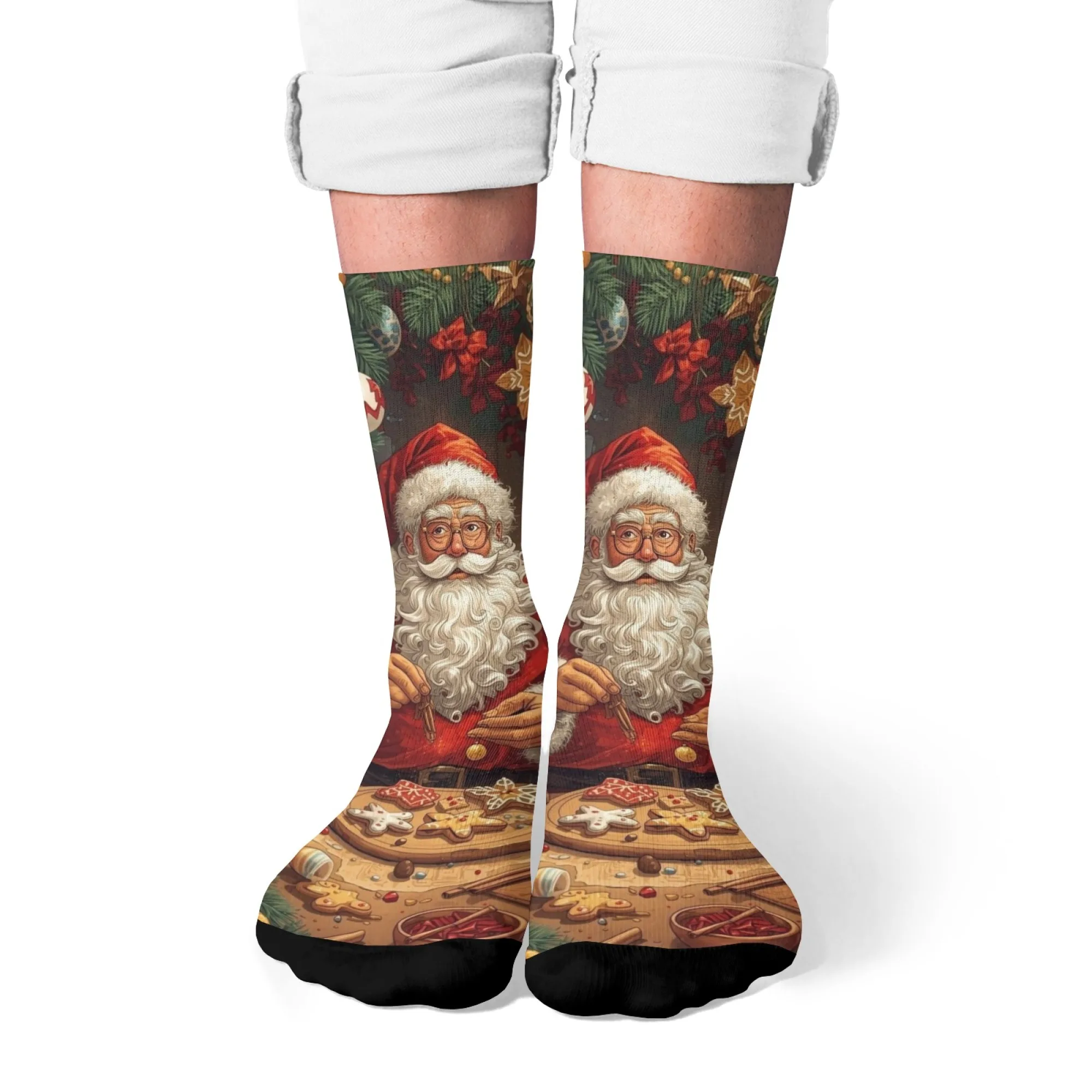 مضحك الكرتون سانتا كلوز الرجال الجوارب Harajuku نمط الجدة الهيب هوب سعيد طاقم الجوارب الرجعية موضة الجوارب غير رسمية هدية الكريسماس #1