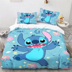 Stitch Cartoon Bedding Set para crianças, conjunto de edredão anime para meninos e meninas, 1 capa de edredão e 2 fronhas