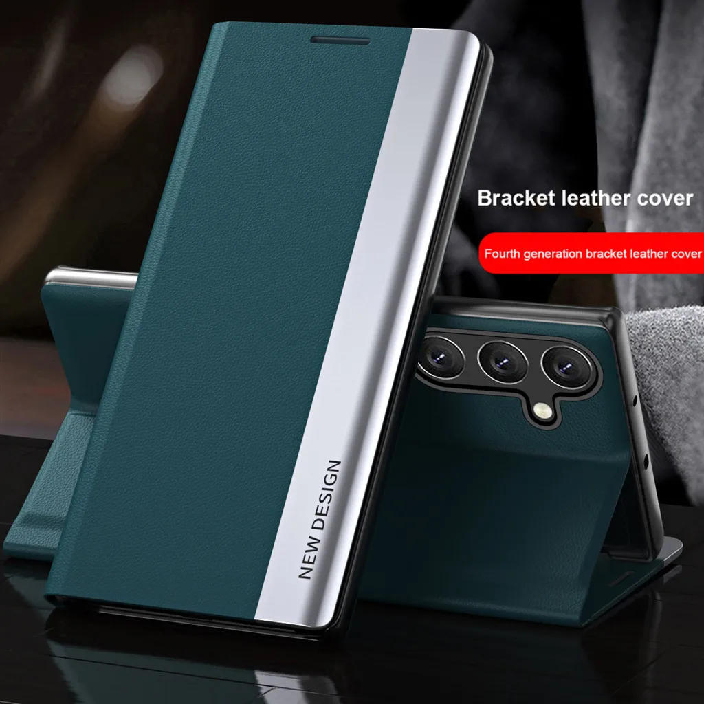 حافظة لهاتف سامسونج جالاكسي S25 FE S25Ultra S25Edge S25 Plus S24 FE 5G غطاء حماية كامل من جلد البولي يوريثان الفاخر