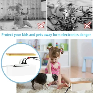 Cable Storage Box Wooden Power Line Storage Case Dustproof Charger Socket Organizer Wire Case Home Cable Winder Organizer 3 best sales unfinished wood boxes - №3