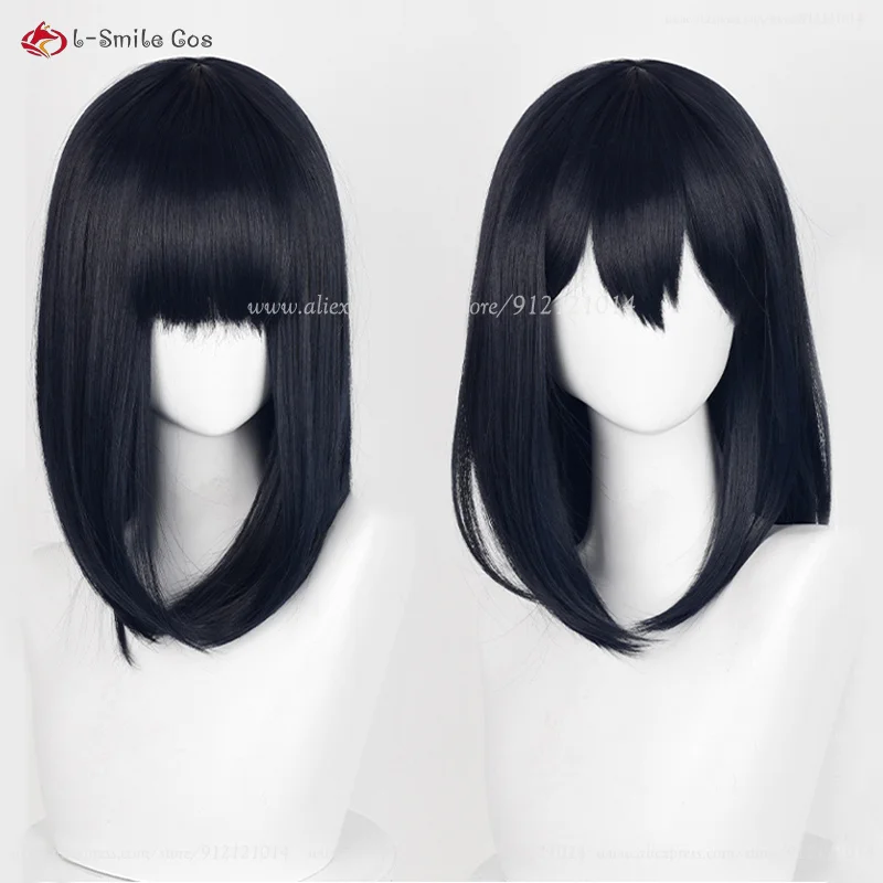 High Quality Shimizu Kiyoko Cosplay Wig 46cm Short Blue Black Wig Heat Resistant Synthetic Hair Halloween Party Wigs + Wig Cap