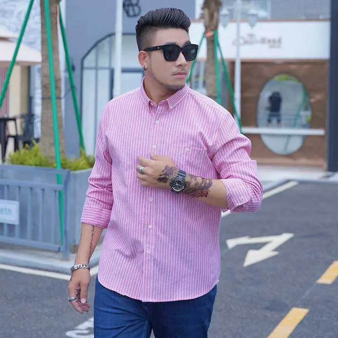 Striped Shirts for Men 9XL Long Sleeve Casual Oversized Loose Shirt Plus Size Business Shirt Big Size Male Tops 68-175KG