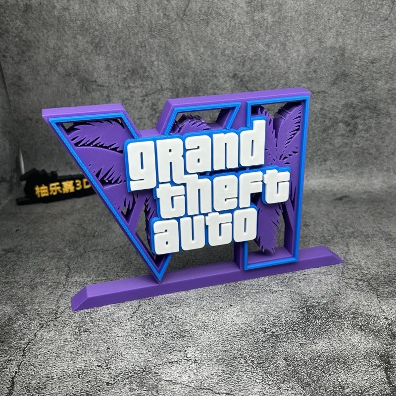 

Новый GTA 6, автоматический логотип Grand Theft, серия GTA, логотип, игровой периферийный знак, украшение стола, игрушка в подарок