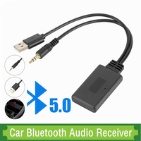 Universal Car Wireless Bluetooth Compatible Receiver USB 3.5Mm Auxiliary Media Bluetooth 5.0 Music Player Audio Cable Adapter Fo