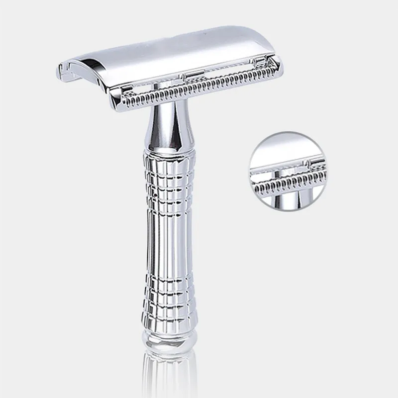 Durable Men Double Edge Shaving Razor Classic Metal Handle Safety Razor Double Sides Portable Home Woman Man Hair Remove Shave