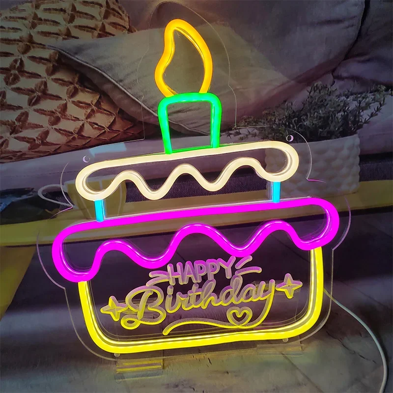 Birthday Cake Neon Cake Shape Luminous Brand Home Atmosphere Decoration Led Light