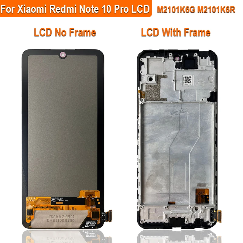 6.67\'\' Super AMOLED LCD For Redmi Note 10 Pro LCD Touch Screen Digitizer Assembly For Redmi Note10Pro LCD M2101K6G M2101K6R LCD