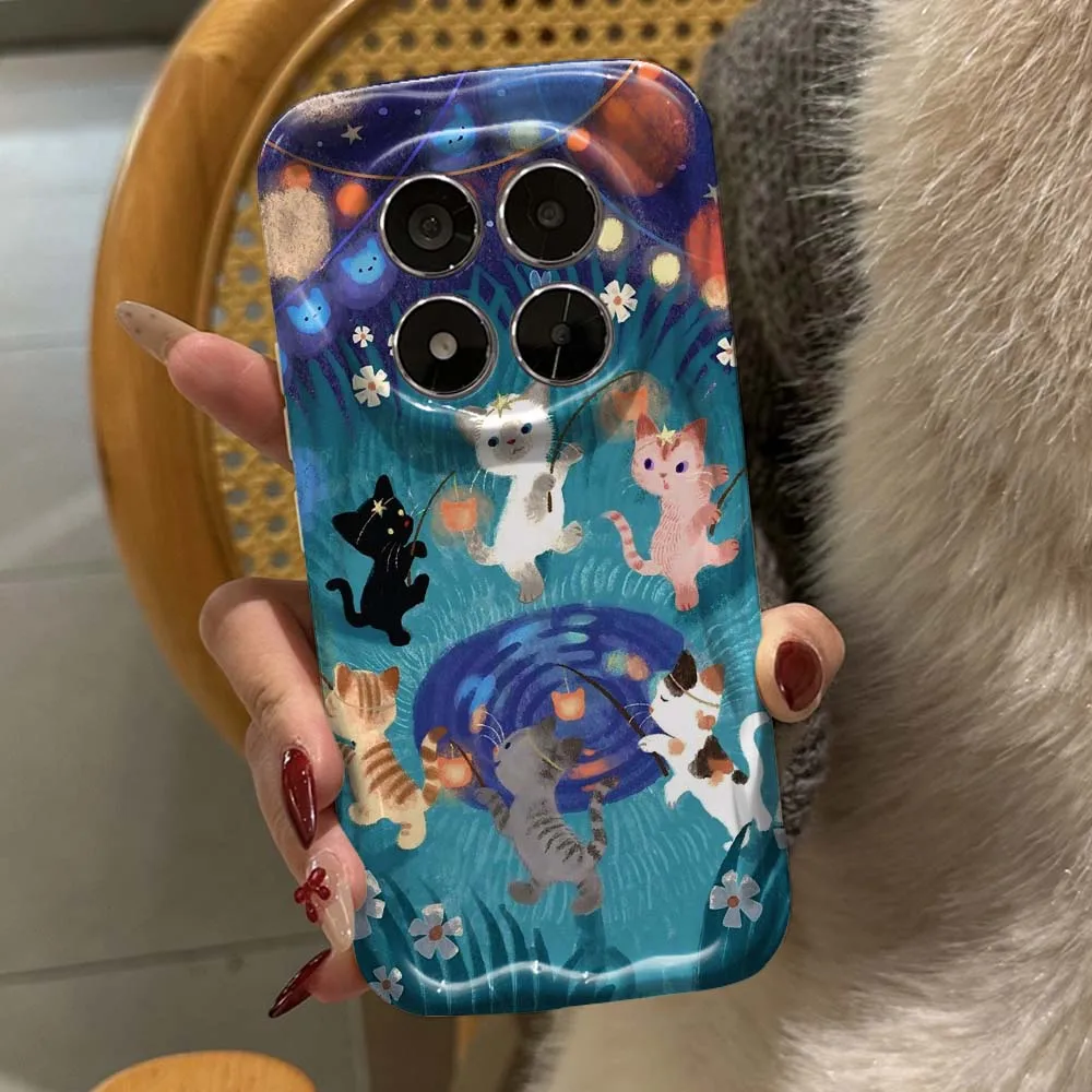 

Cartoon Cute Animal Art For Xiaomi Redmi Note 15 14 14S 13 13R 12 12T 11 11T Pro Puls 4G 5G Wave Oil White Soft Phone Case