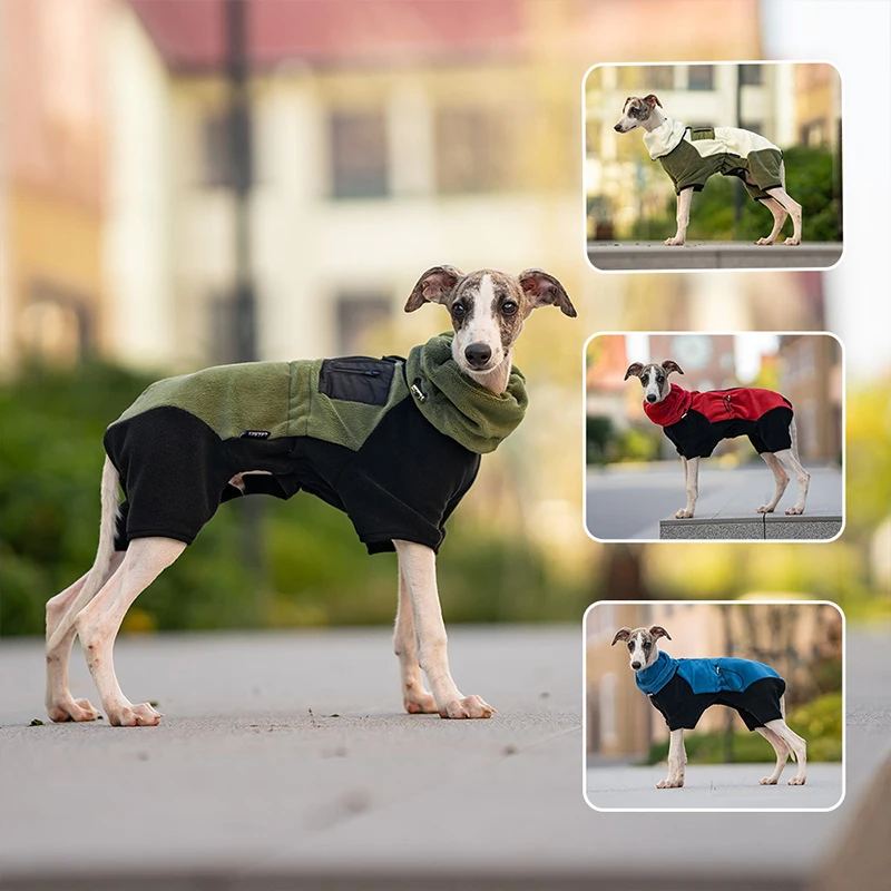 Winter Dog Jacket Italian Greyhound Whippet Vest Warm Dog Coat Wind-proof Polar Fleece High Collar Detachable Dog Clothes