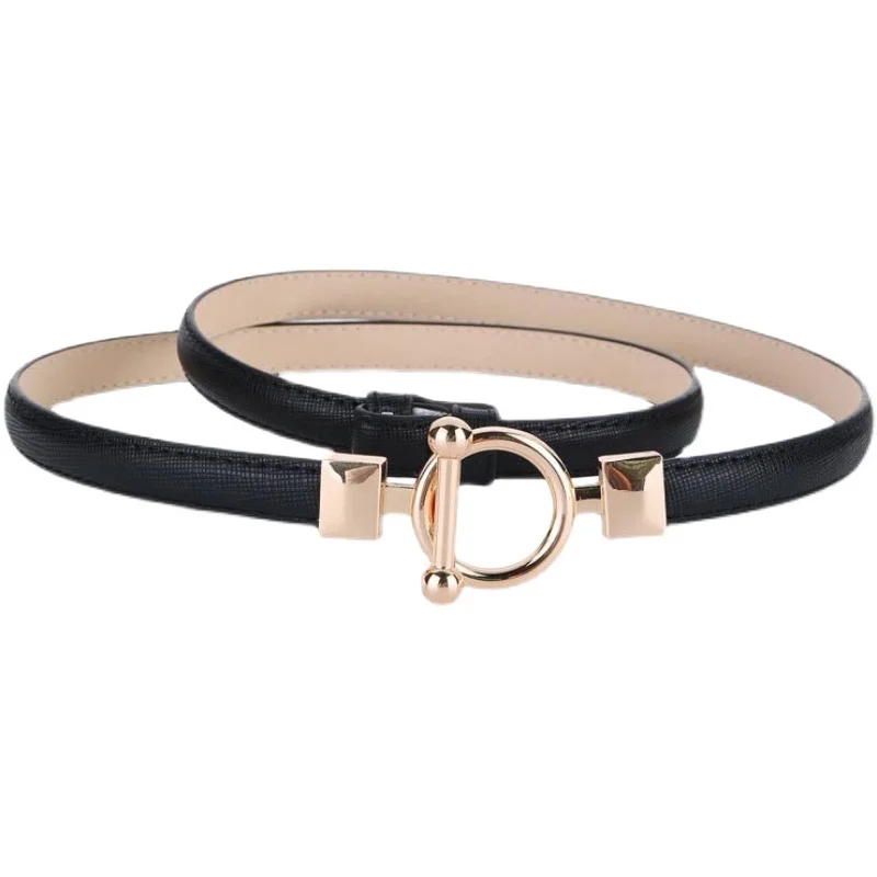 Fashion Women Round Buckle Thin Belt Women's Decorative Dress Style Matching Jeans Belt