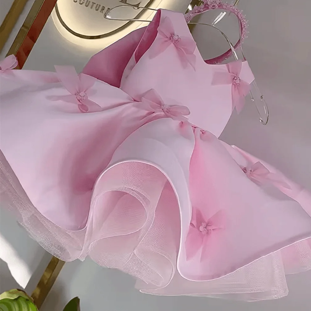 

KLFLGToddler baby girl's birthday party dress elegant toddler pageant dress formal Christmas pink butterfly puffy princess dress