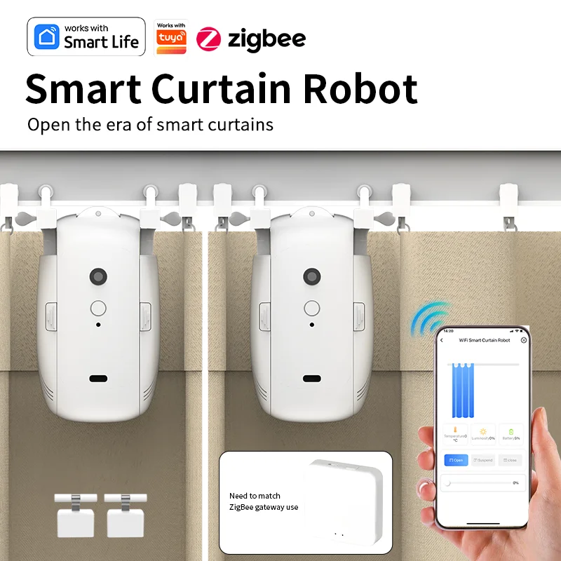 

Tuya Smart Zigbee Curtain Motor with ， for T U Rail Smart Curtain Pusher Robot Support Siri Google Home Alexa Voice Control