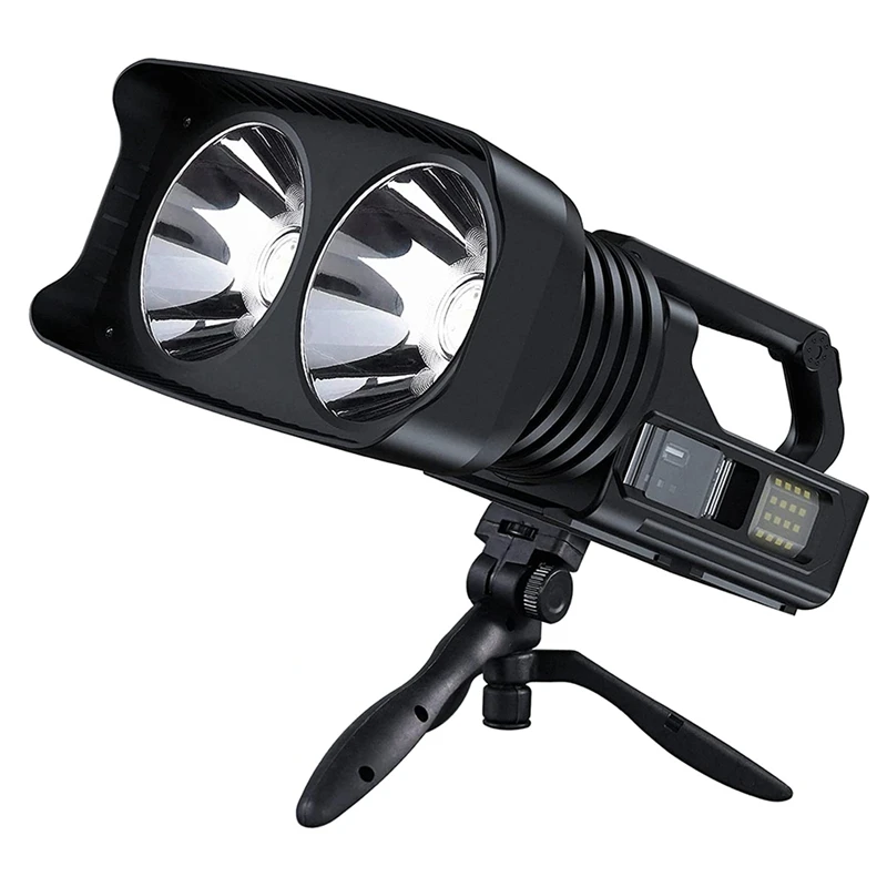 Rechargeable Spotlight, 100000 Lumens Handheld Hunting Flashlight LED Spot Light With Cob Light And Tripod, Lightweight