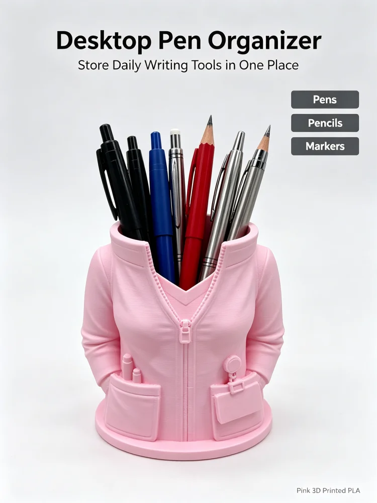 Solve the Problem of Clutter on the Desk with This 3D Printed Pink Nurse-Style Pen Holder. Stethoscope Zipper Pocket Detail, Matte Pla Material, Cute Girly Medical Aesthetic Desktop Decoration. Multifunctional Stationery Organizer, Desktop Storage Rack. Nurse Station, Hospital Clinic, Medical Office Desktop Decoration. Small Space Organizer, Student Organizer, Nurse Birthday, Nurse Graduation Gift for Medical Workers