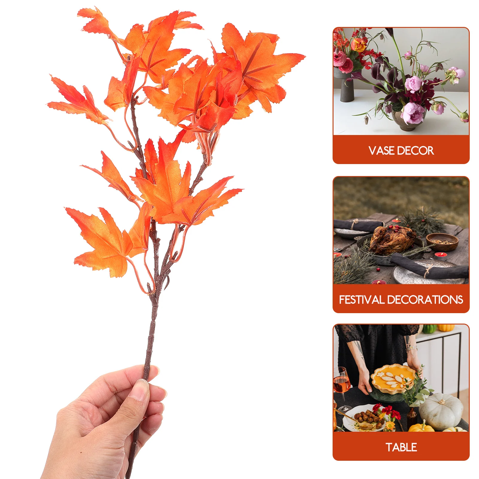 

4pcs Realistic Fake Maple Leaf Branch Artificial Stem Fall Decor Vase Filler Table Centerpiecesimulation Maple Leaf Stems